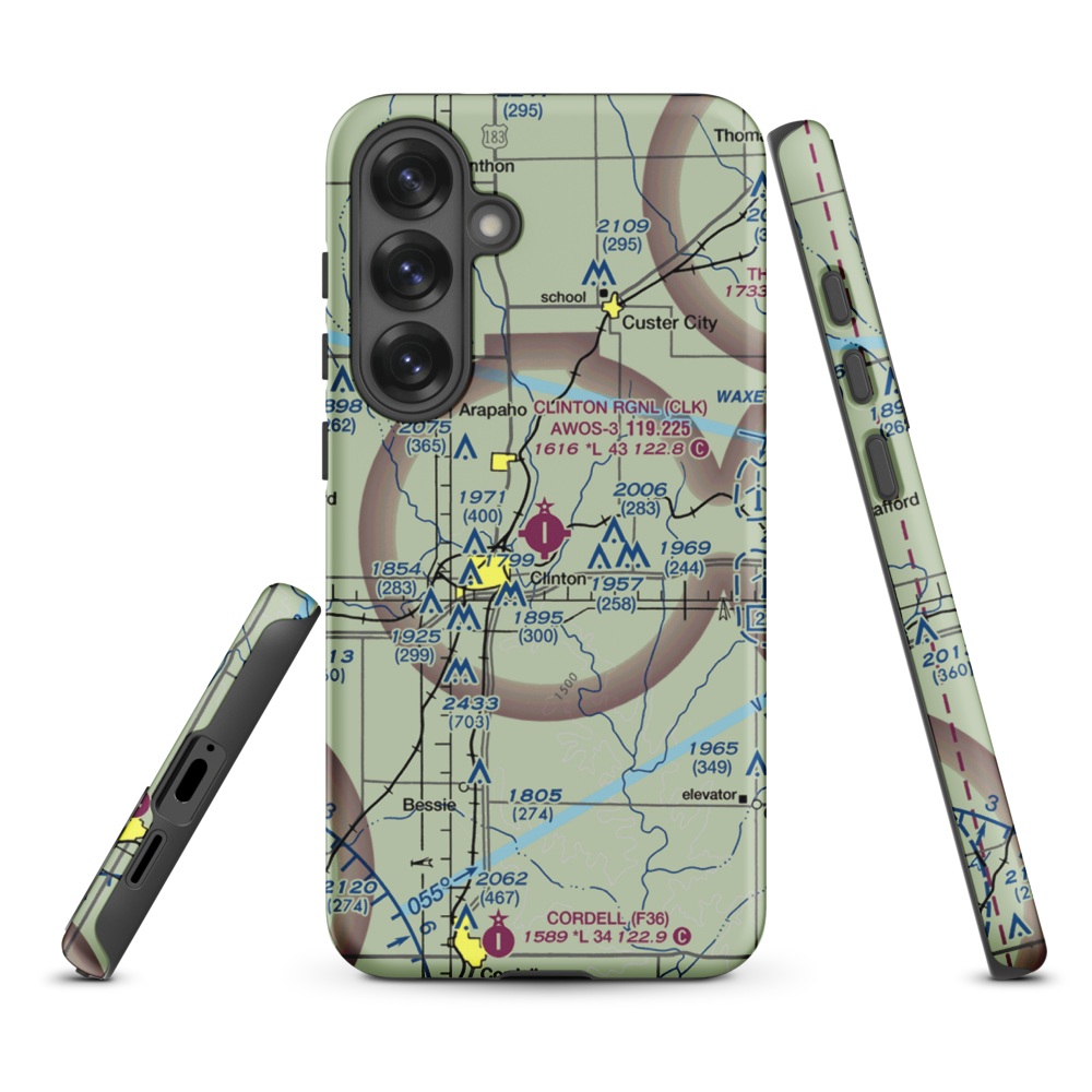 Clinton Regional Airport (CLK) VFR Sectional Samsung Phone Case Samsung Galaxy S25 Plus model shown