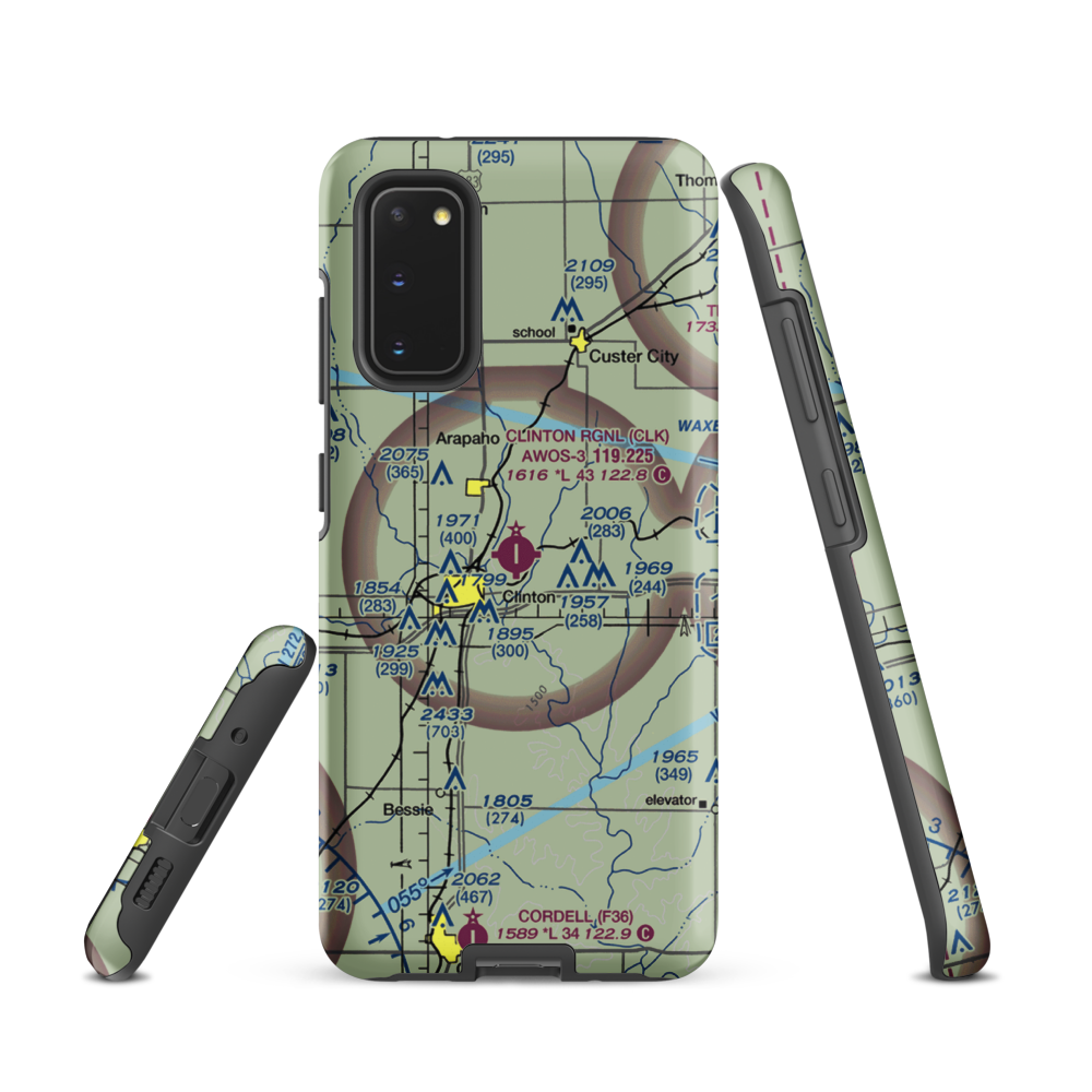Clinton Regional Airport (CLK) VFR Sectional Samsung Phone Case Samsung Galaxy S20 model shown