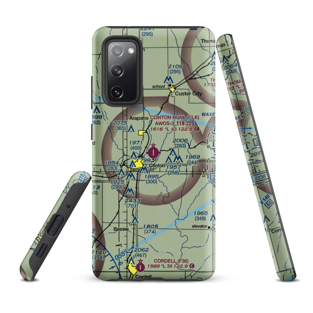 Clinton Regional Airport (CLK) VFR Sectional Samsung Phone Case Samsung Galaxy S20 FE model shown