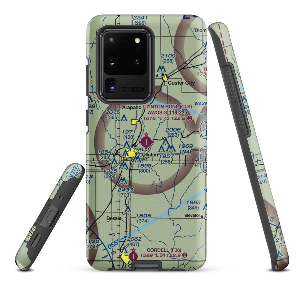 Clinton Regional Airport (CLK) VFR Sectional Samsung Phone Case Samsung Galaxy S20 Ultra model shown