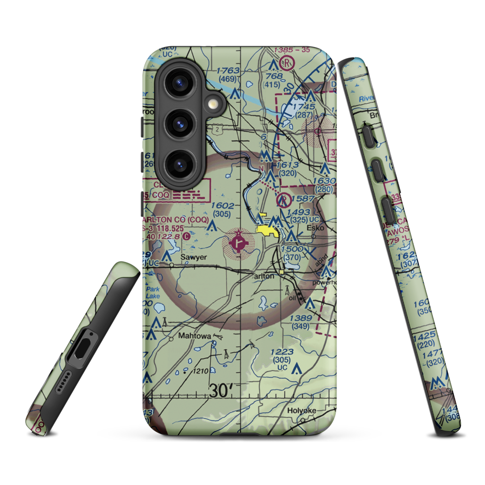 Cloquet Carlton County Airport (COQ) VFR Sectional Samsung Phone Case Samsung Galaxy S24 Plus model shown