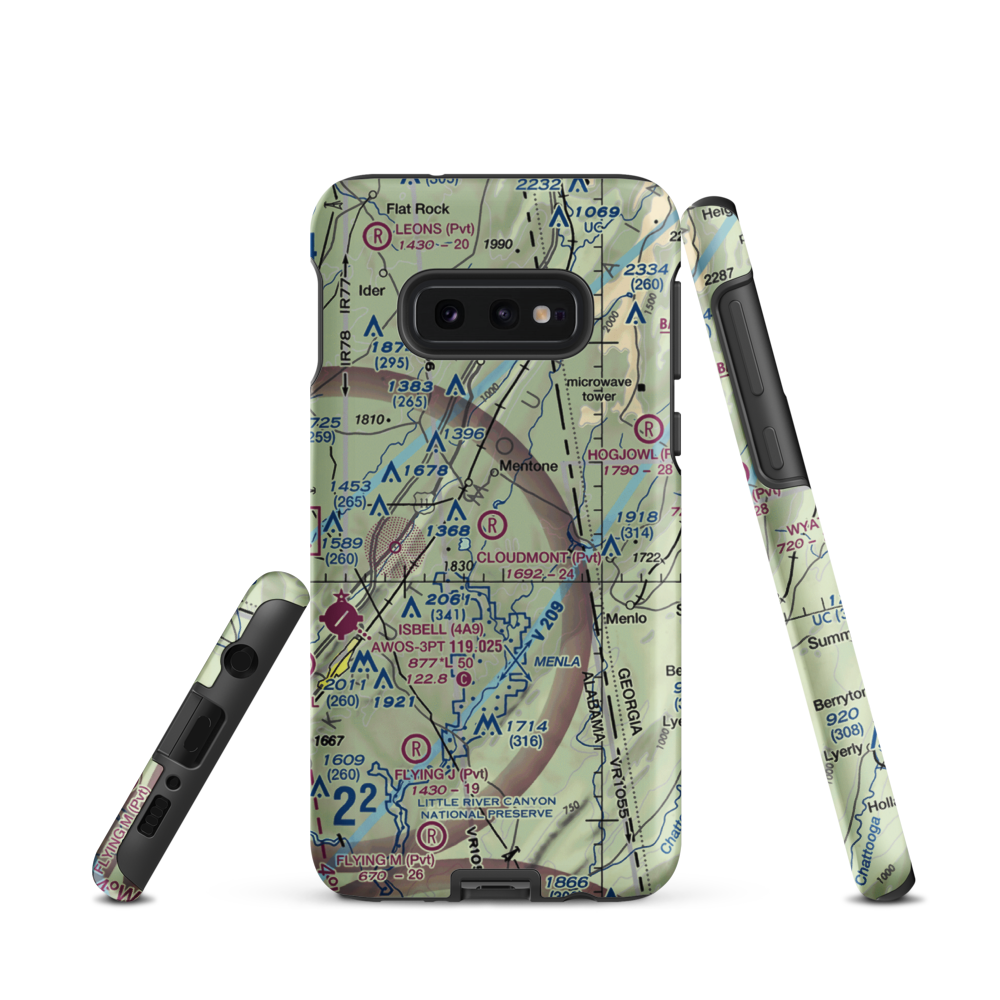 Cloudmont Airpark (AL09) VFR Sectional Samsung Phone Case Samsung Galaxy S10 Plus model shown