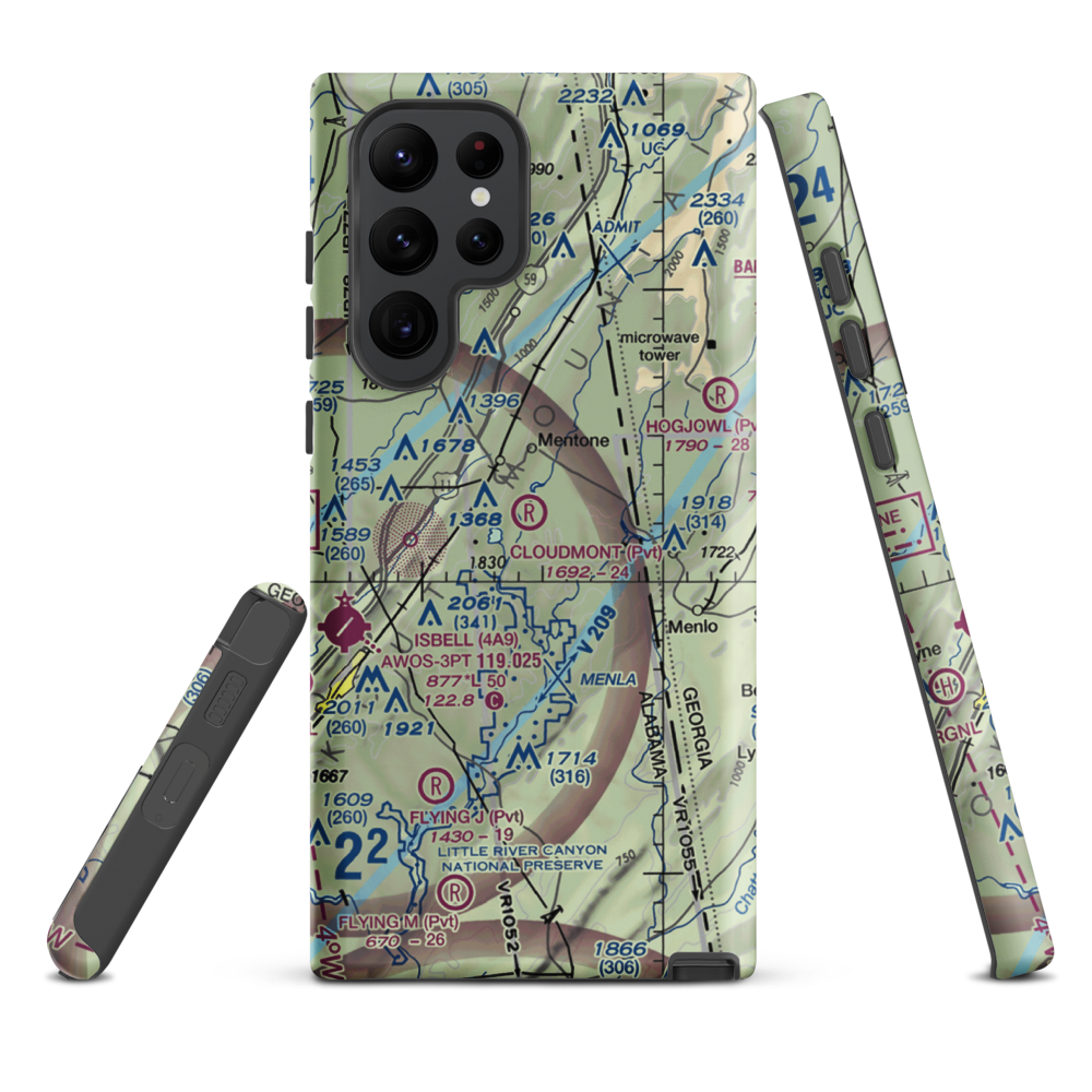 Cloudmont Airpark (AL09) VFR Sectional Samsung Phone Case Samsung Galaxy S22 Ultra model shown
