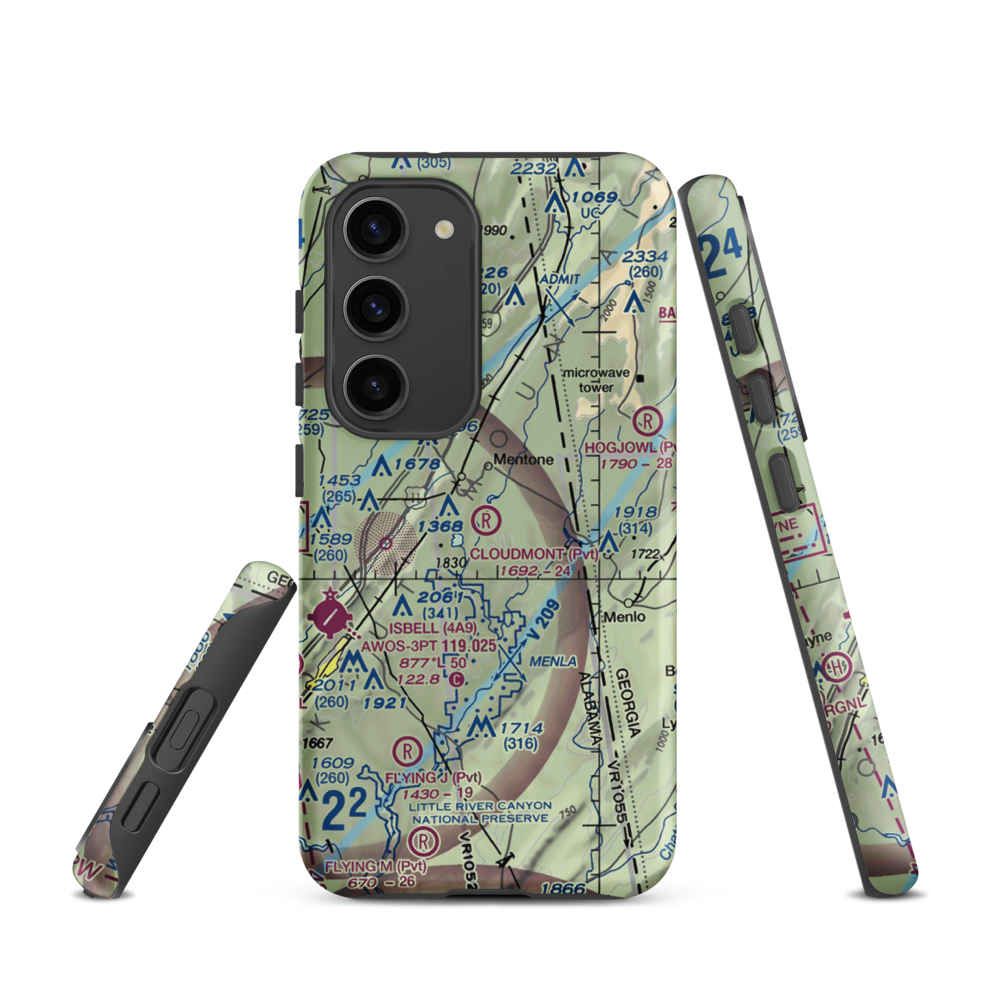 Cloudmont Airpark (AL09) VFR Sectional Samsung Phone Case Samsung Galaxy S23 model shown