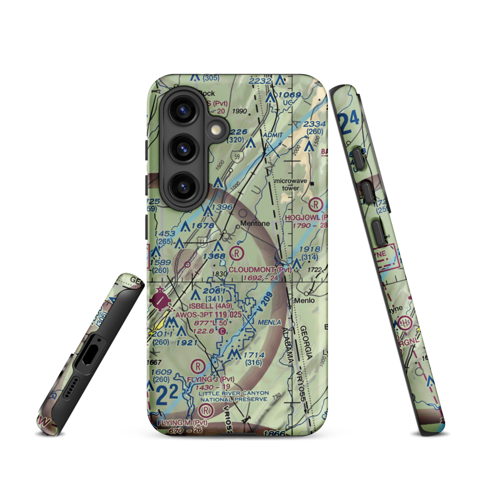 Cloudmont Airpark (AL09) VFR Sectional Samsung Phone Case Samsung Galaxy S24 model shown