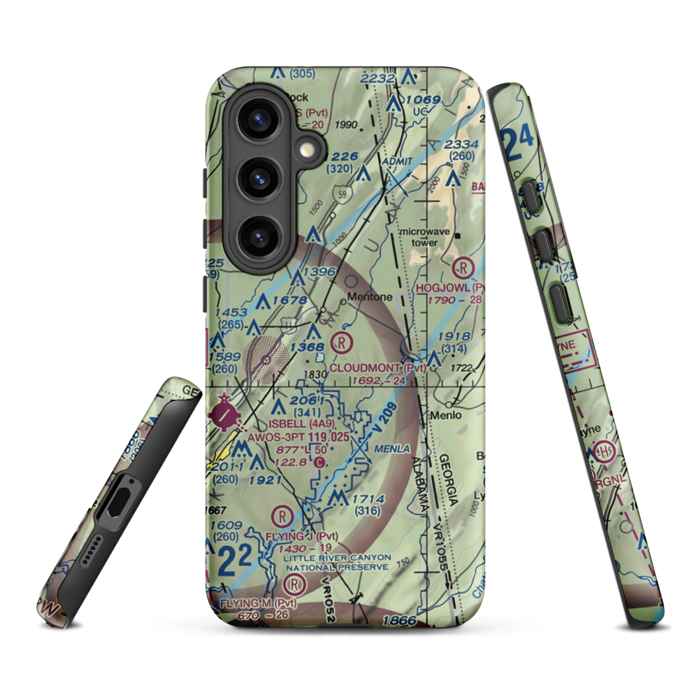 Cloudmont Airpark (AL09) VFR Sectional Samsung Phone Case Samsung Galaxy S24 Plus model shown