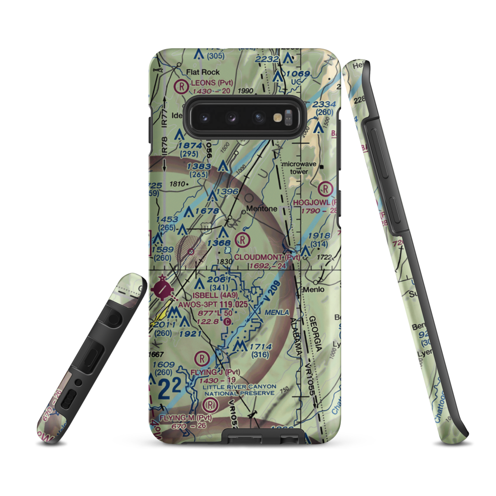 Cloudmont Airpark (AL09) VFR Sectional Samsung Phone Case Samsung Galaxy S10e model shown