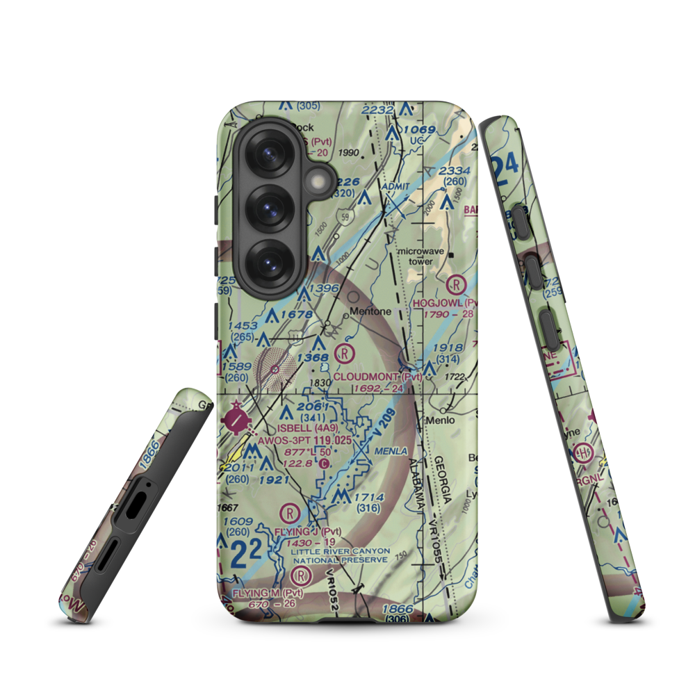 Cloudmont Airpark (AL09) VFR Sectional Samsung Phone Case Samsung Galaxy S25 model shown