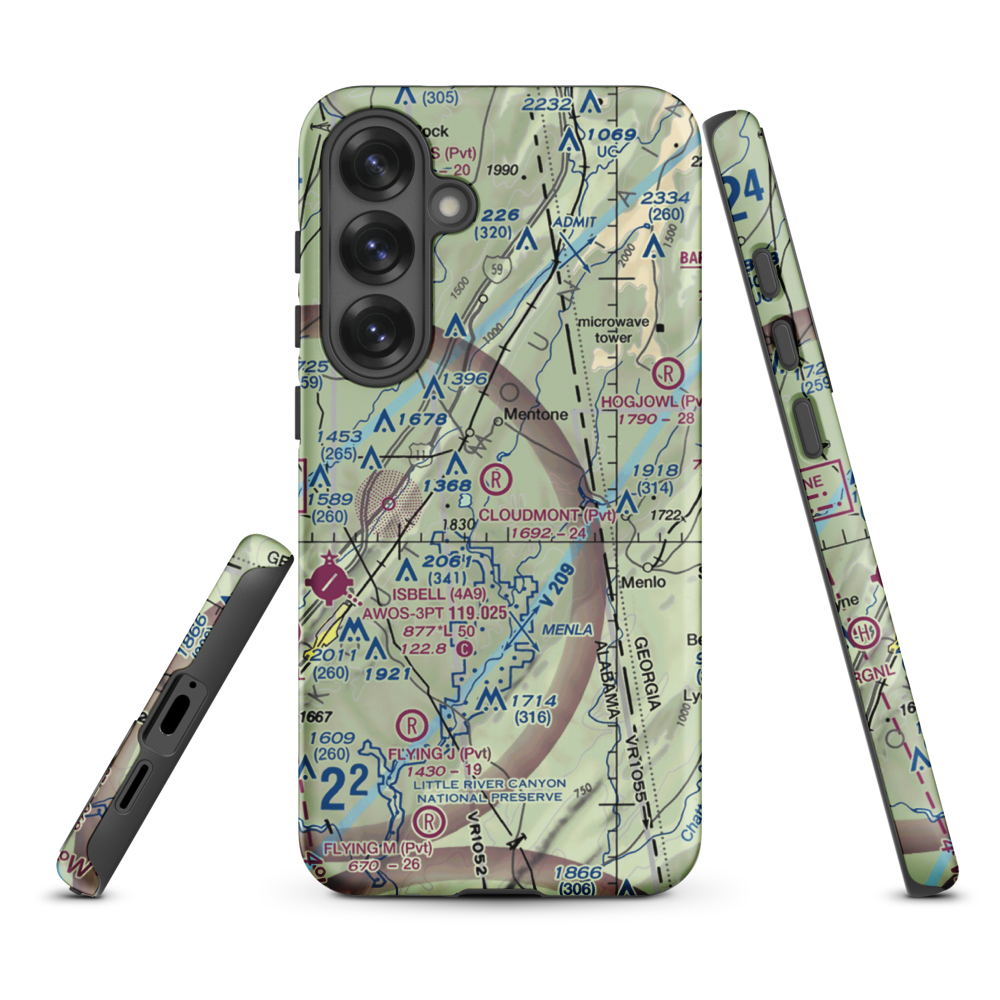 Cloudmont Airpark (AL09) VFR Sectional Samsung Phone Case Samsung Galaxy S25 Plus model shown