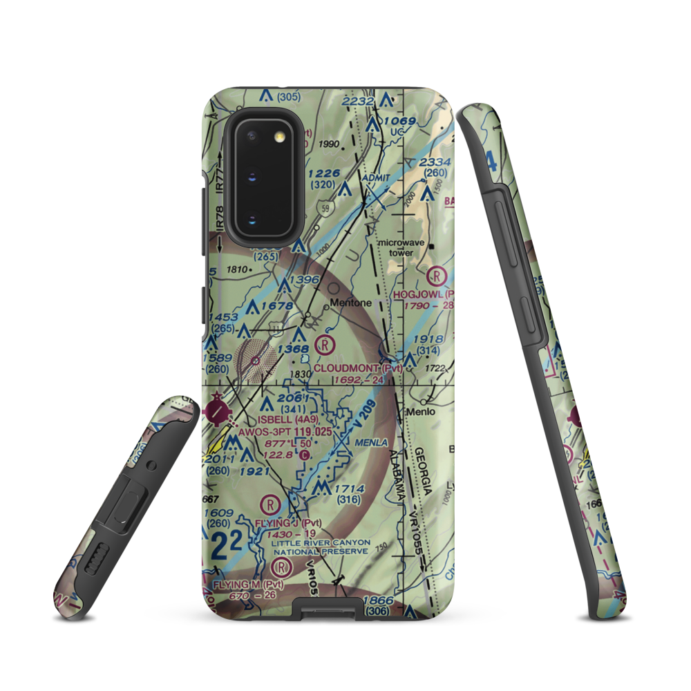 Cloudmont Airpark (AL09) VFR Sectional Samsung Phone Case Samsung Galaxy S20 model shown