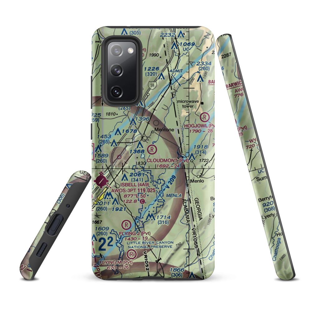Cloudmont Airpark (AL09) VFR Sectional Samsung Phone Case Samsung Galaxy S20 FE model shown