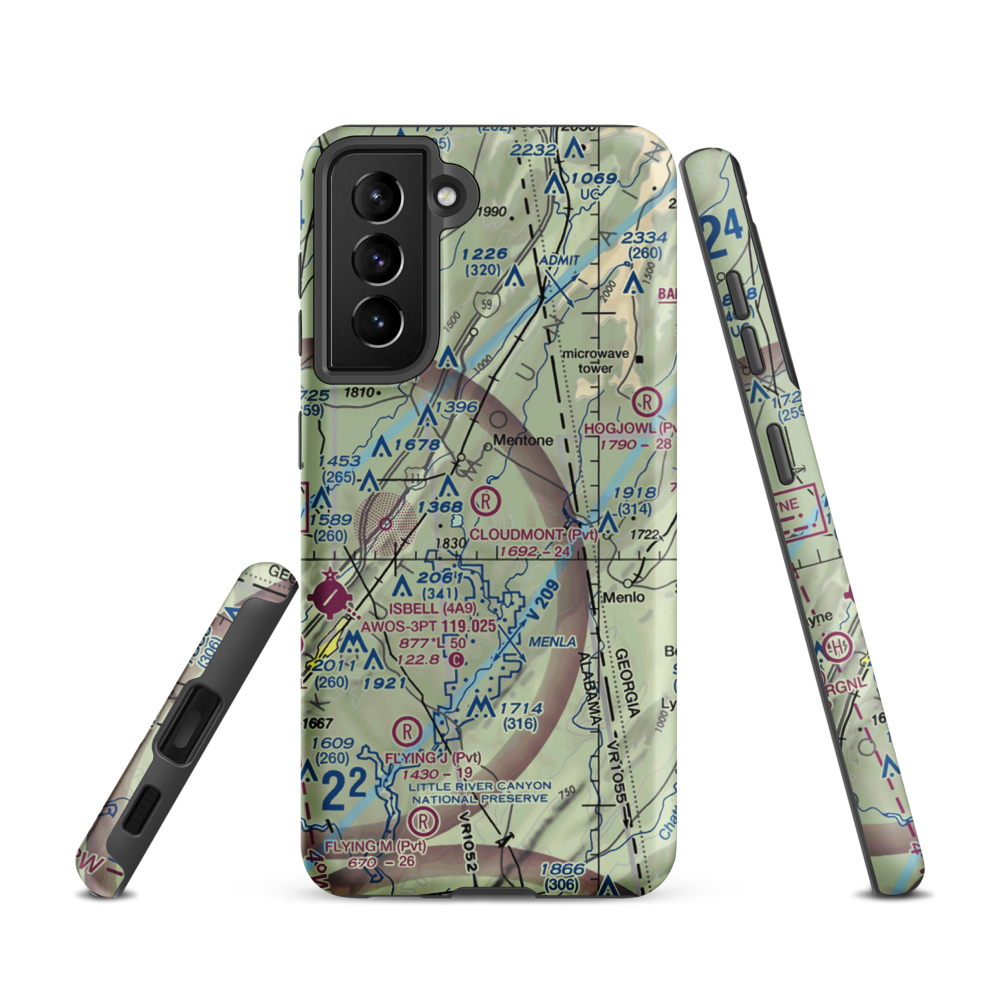 Cloudmont Airpark (AL09) VFR Sectional Samsung Phone Case Samsung Galaxy S21 model shown