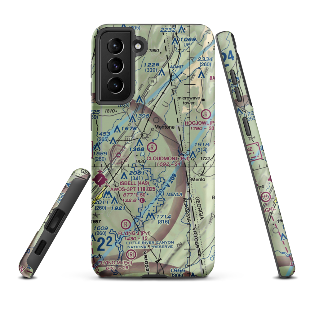 Cloudmont Airpark (AL09) VFR Sectional Samsung Phone Case Samsung Galaxy S21 Plus model shown