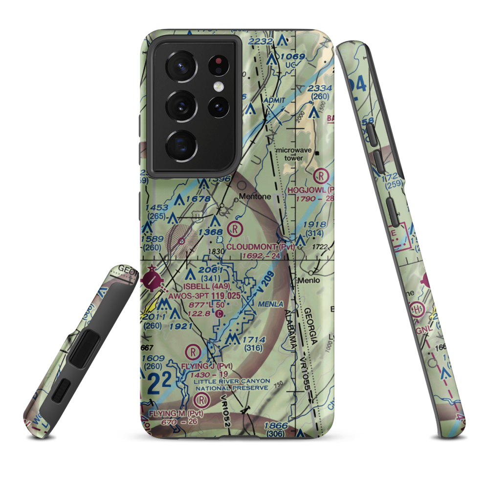 Cloudmont Airpark (AL09) VFR Sectional Samsung Phone Case Samsung Galaxy S21 Ultra model shown