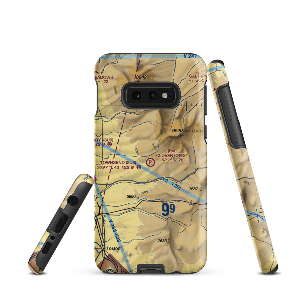 Clover Crest Airpark (MT24) VFR Sectional Samsung Phone Case Samsung Galaxy S10e model shown