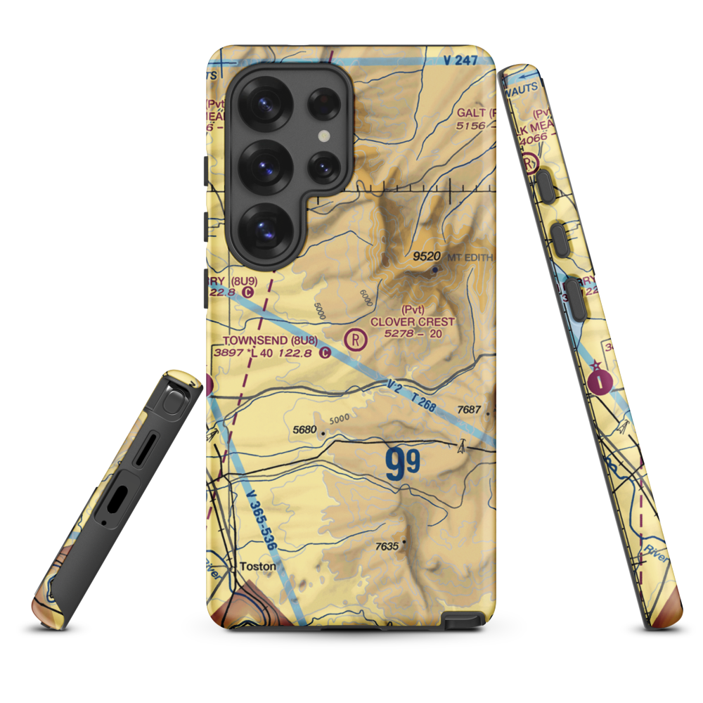 Clover Crest Airpark (MT24) VFR Sectional Samsung Phone Case Samsung Galaxy S25 Ultra model shown