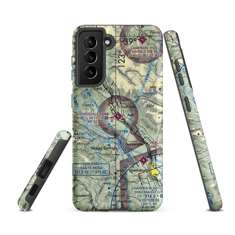 Cloverdale Municipal Airport (O60) VFR Sectional Samsung Phone Case Samsung Galaxy S21 FE model shown