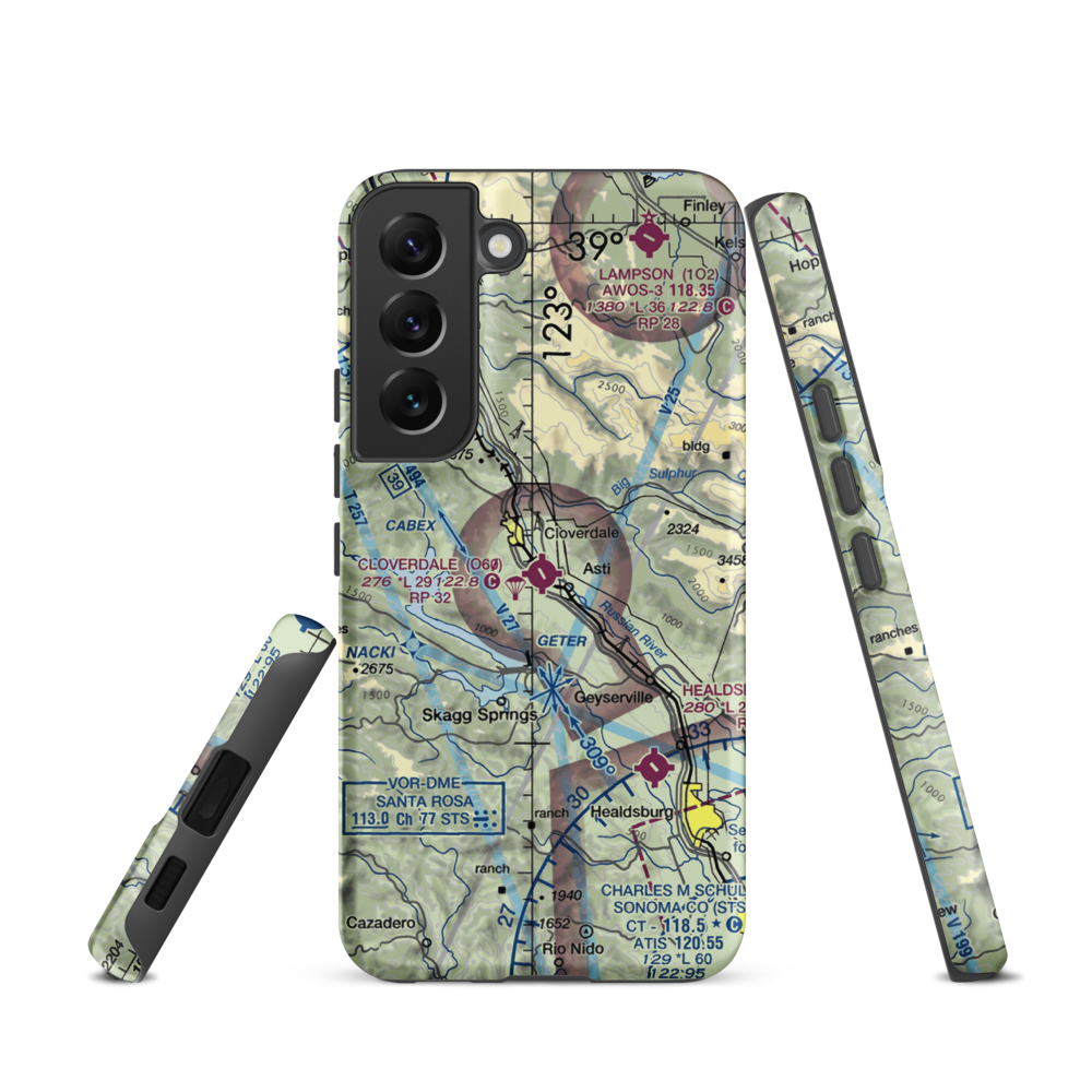 Cloverdale Municipal Airport (O60) VFR Sectional Samsung Phone Case Samsung Galaxy S22 model shown