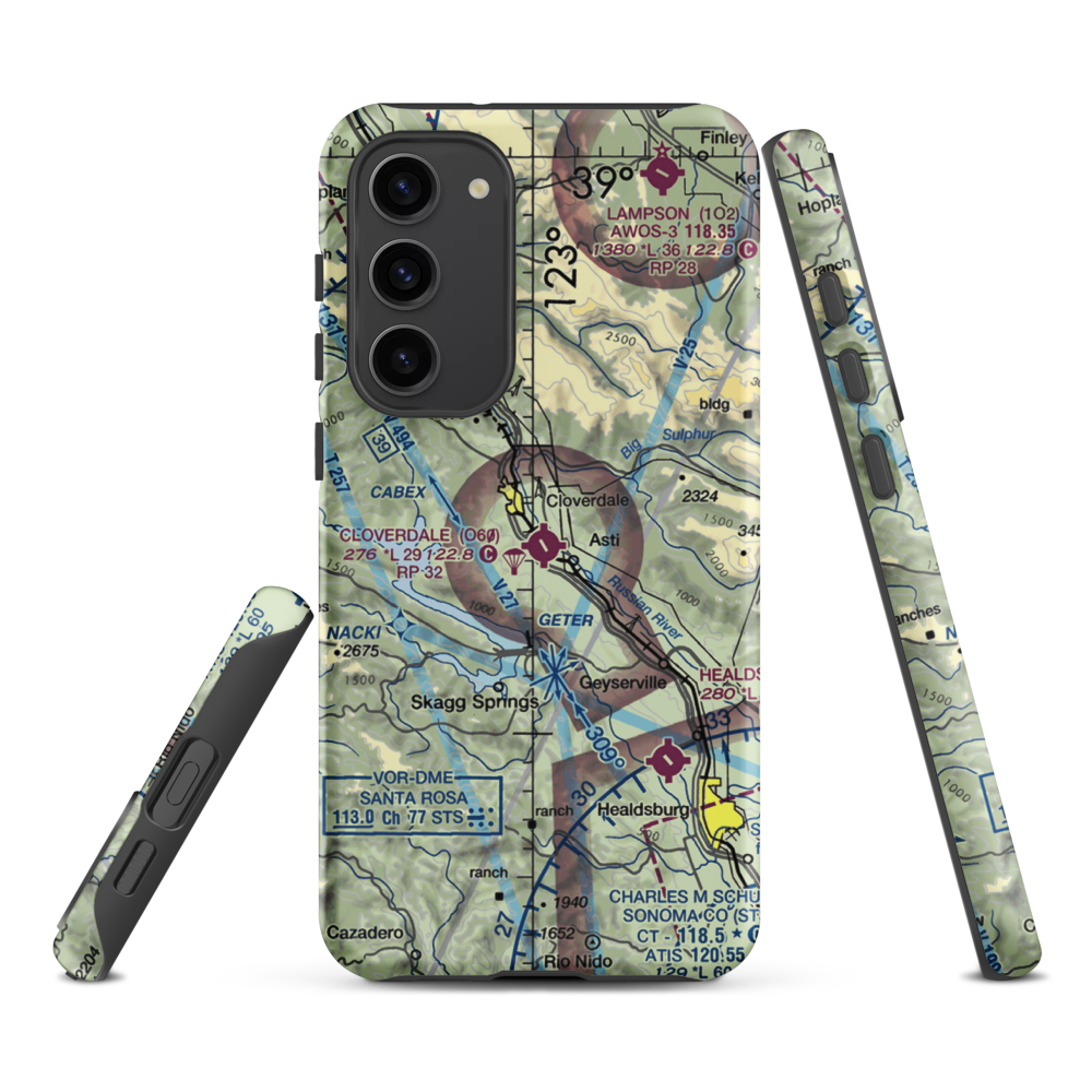 Cloverdale Municipal Airport (O60) VFR Sectional Samsung Phone Case Samsung Galaxy S23 Plus model shown