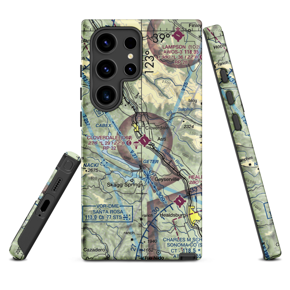 Cloverdale Municipal Airport (O60) VFR Sectional Samsung Phone Case Samsung Galaxy S24 Ultra model shown