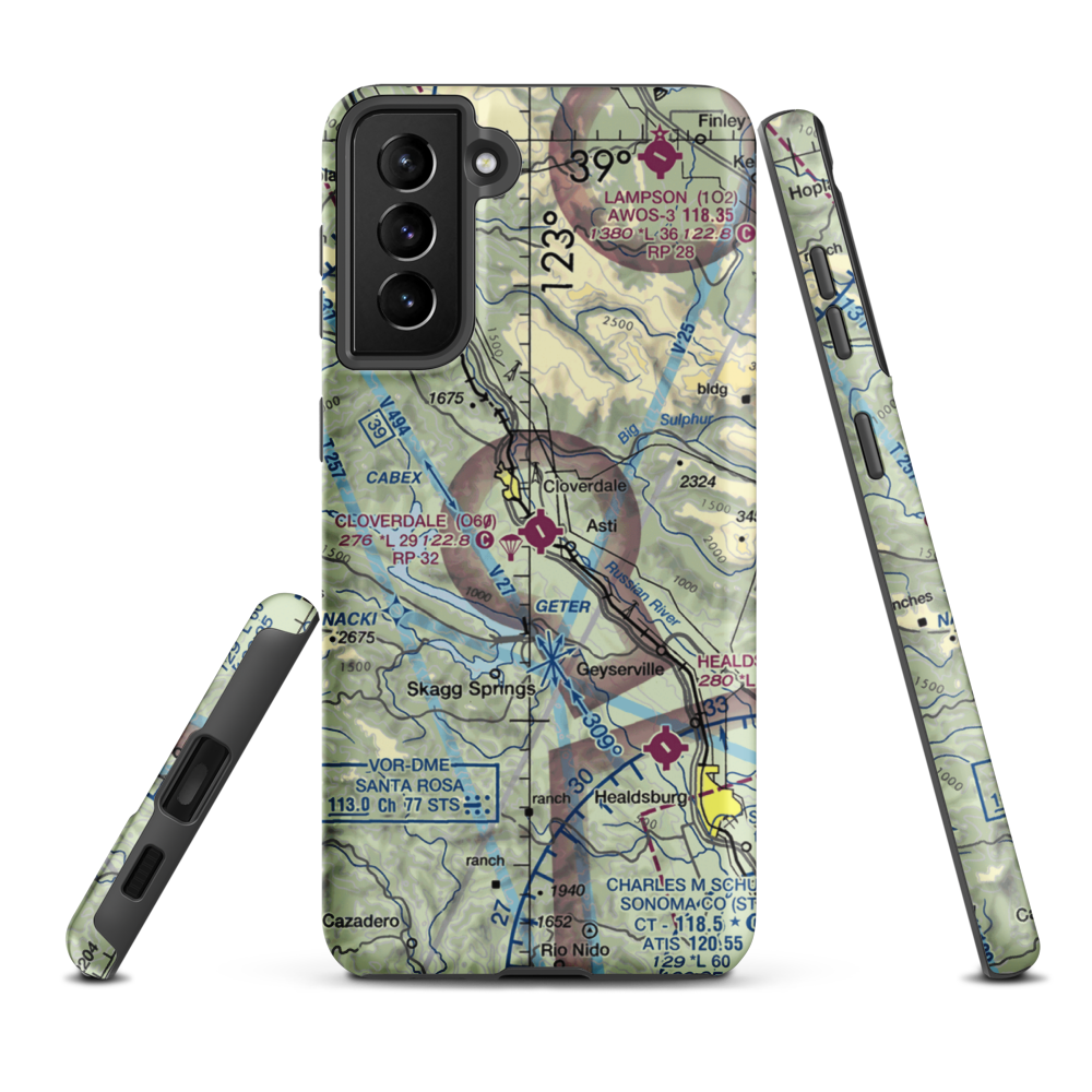 Cloverdale Municipal Airport (O60) VFR Sectional Samsung Phone Case Samsung Galaxy S21 Plus model shown