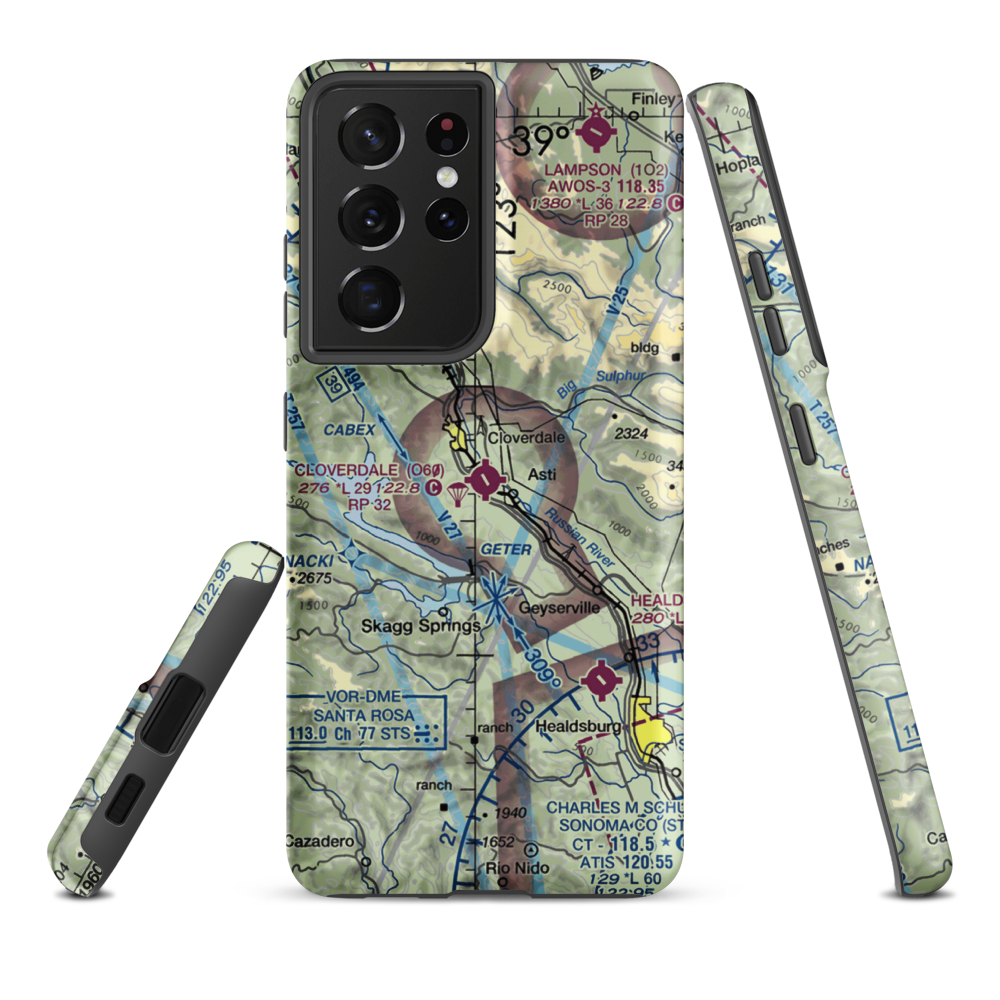 Cloverdale Municipal Airport (O60) VFR Sectional Samsung Phone Case Samsung Galaxy S21 Ultra model shown