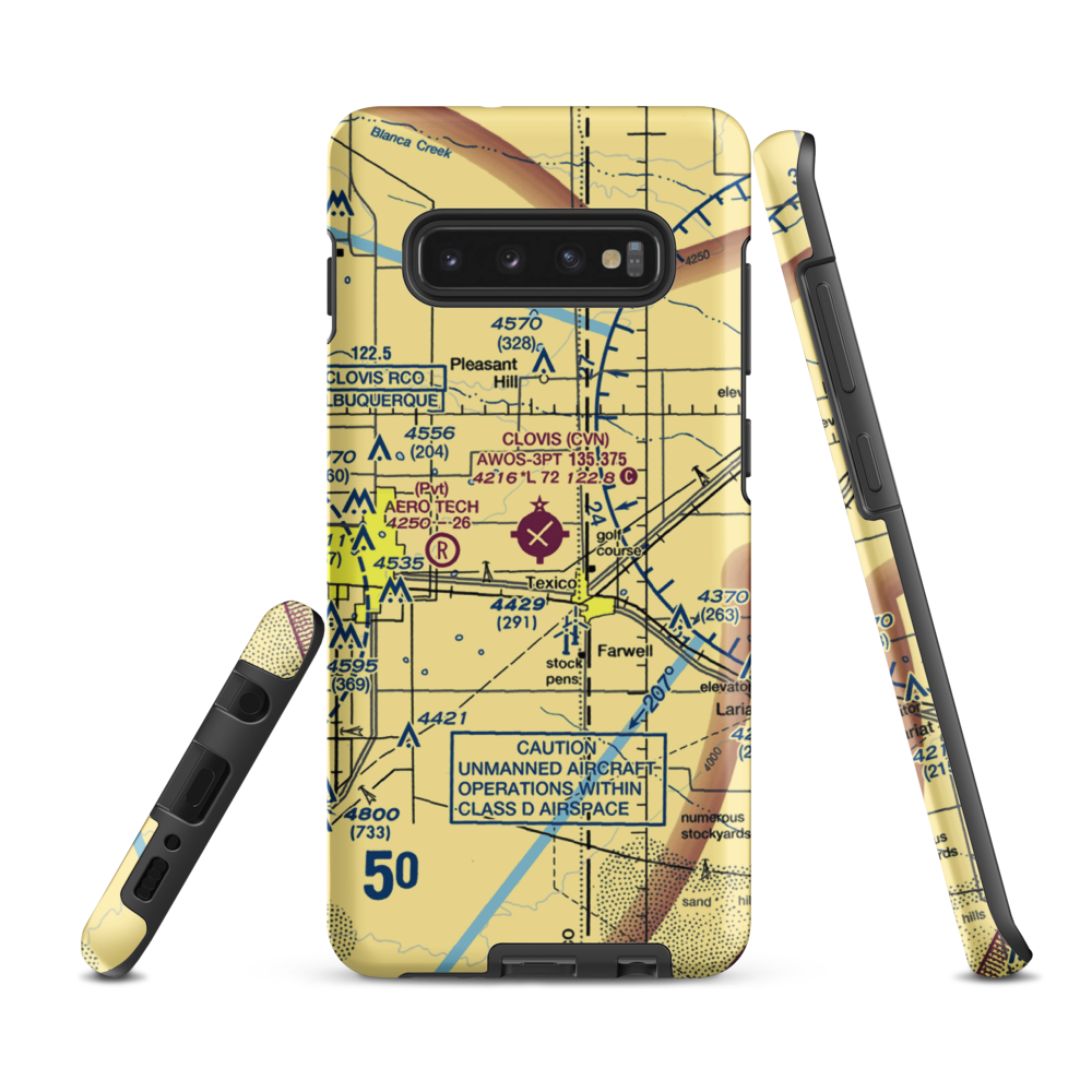 Clovis Municipal Airport (CVN) VFR Sectional Samsung Phone Case Samsung Galaxy S10 Plus model shown
