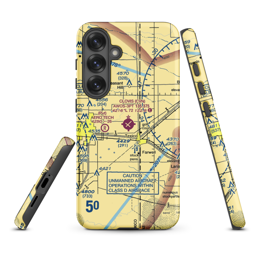 Clovis Municipal Airport (CVN) VFR Sectional Samsung Phone Case Samsung Galaxy S25 Plus model shown