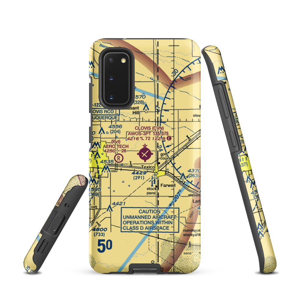 Clovis Municipal Airport (CVN) VFR Sectional Samsung Phone Case Samsung Galaxy S20 model shown