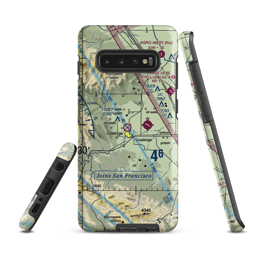 Coalinga Airport (CLG) VFR Sectional Samsung Phone Case Samsung Galaxy S10 Plus model shown