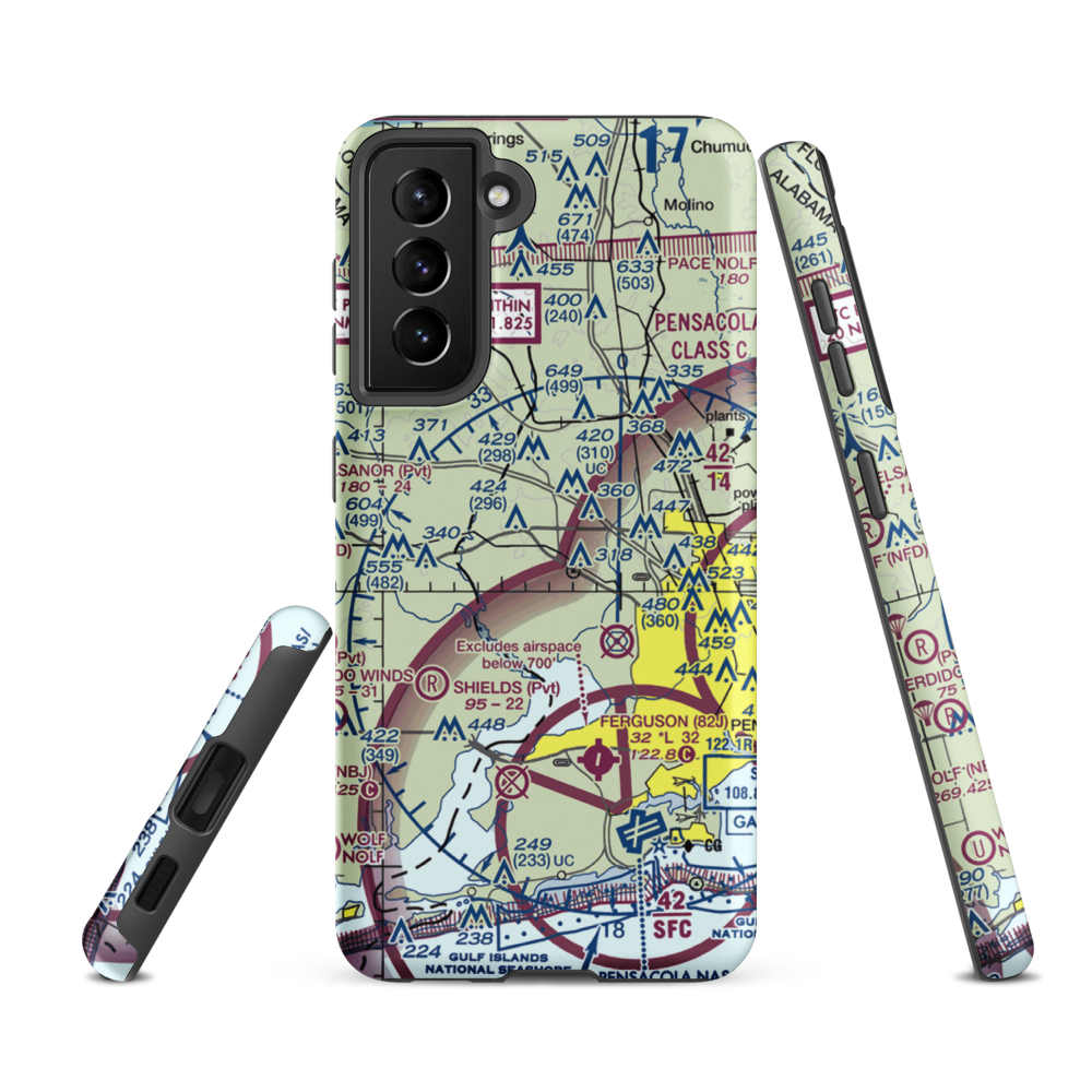 Coastal Airport (83J) VFR Sectional Samsung Phone Case Samsung Galaxy S21 FE model shown
