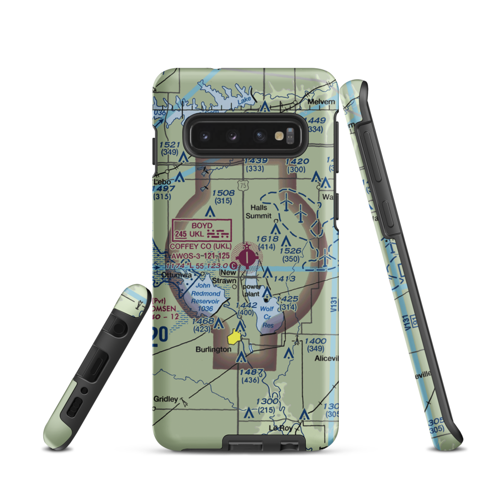 Coffey County Airport (UKL) VFR Sectional Samsung Phone Case Samsung Galaxy S10 model shown