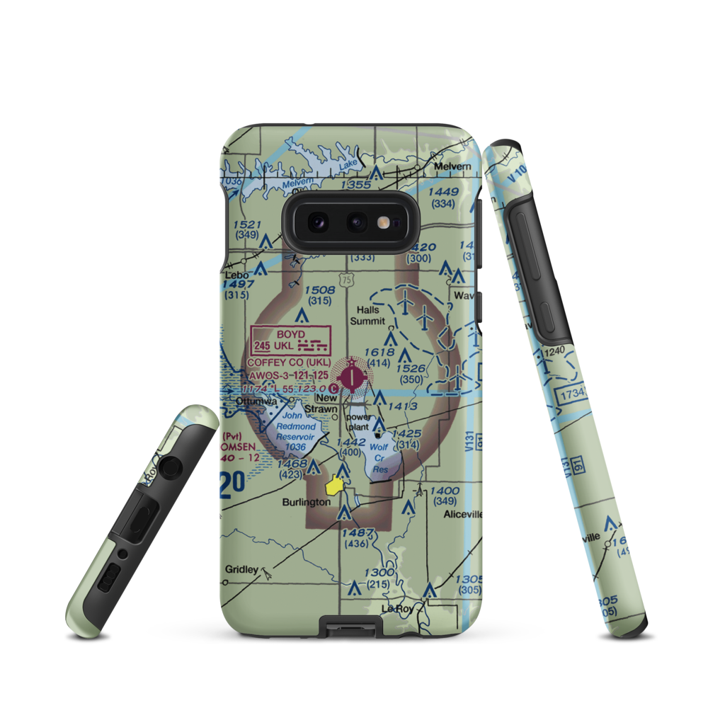 Coffey County Airport (UKL) VFR Sectional Samsung Phone Case Samsung Galaxy S10e model shown