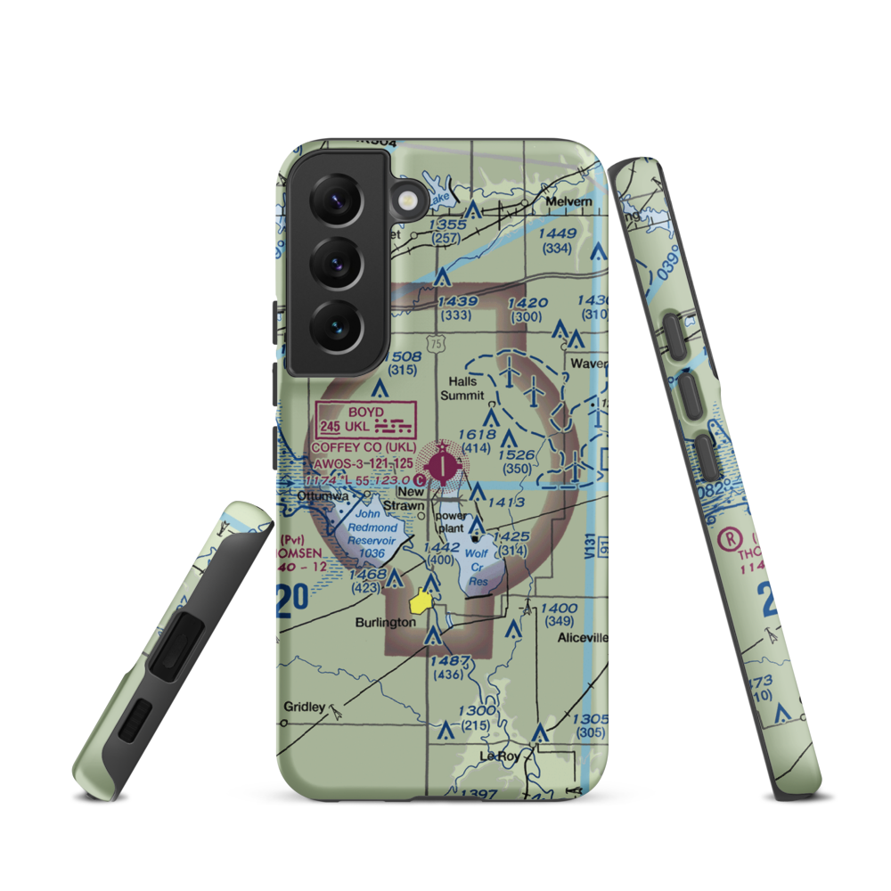 Coffey County Airport (UKL) VFR Sectional Samsung Phone Case Samsung Galaxy S22 model shown