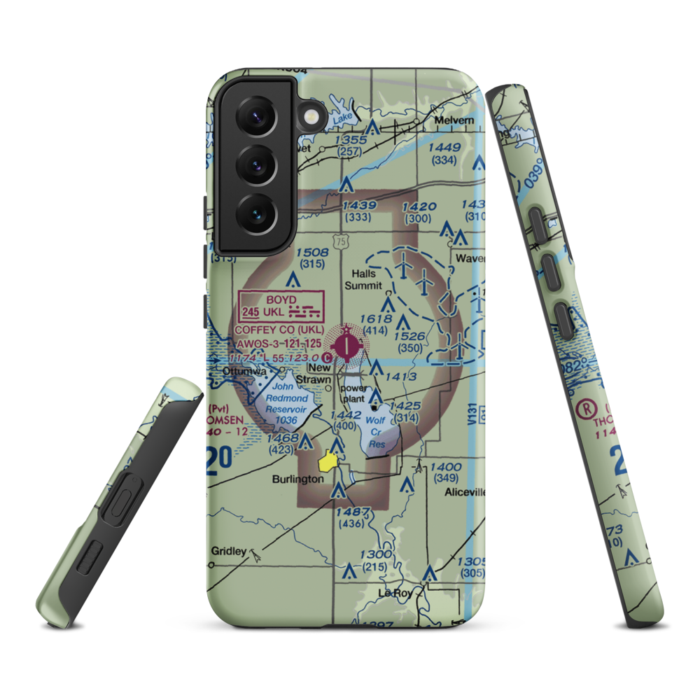 Coffey County Airport (UKL) VFR Sectional Samsung Phone Case Samsung Galaxy S22 Plus model shown