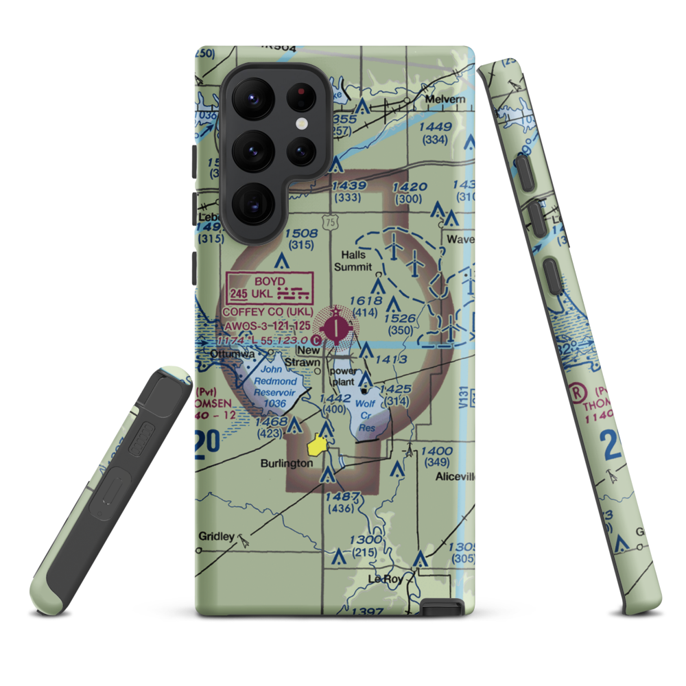 Coffey County Airport (UKL) VFR Sectional Samsung Phone Case Samsung Galaxy S22 Ultra model shown