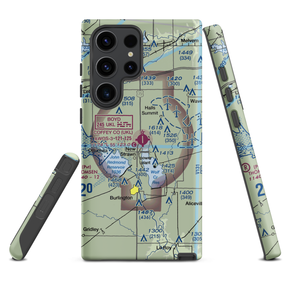 Coffey County Airport (UKL) VFR Sectional Samsung Phone Case Samsung Galaxy S23 Ultra model shown