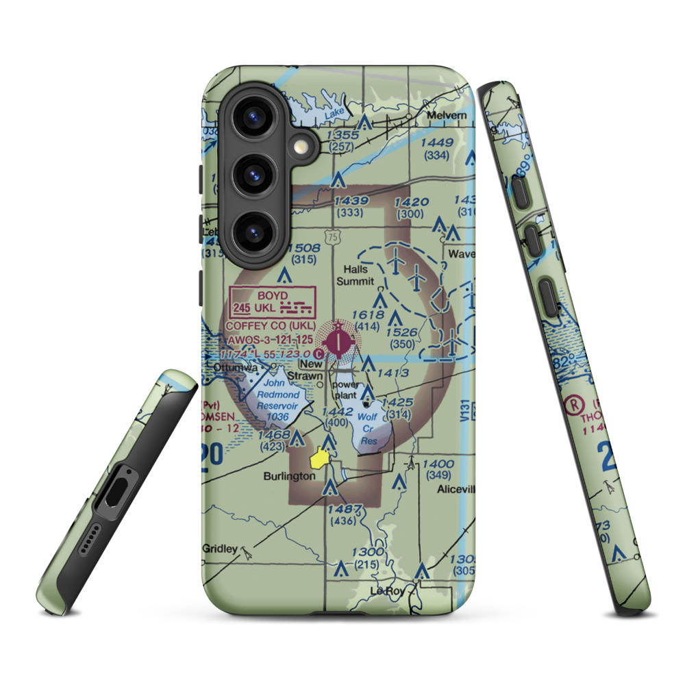 Coffey County Airport (UKL) VFR Sectional Samsung Phone Case Samsung Galaxy S24 Plus model shown