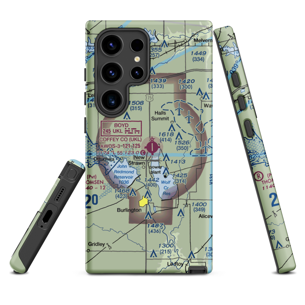 Coffey County Airport (UKL) VFR Sectional Samsung Phone Case Samsung Galaxy S24 Ultra model shown