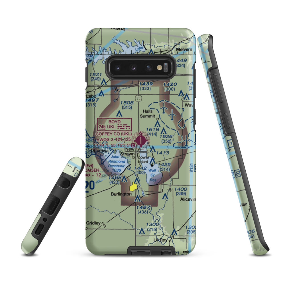 Coffey County Airport (UKL) VFR Sectional Samsung Phone Case Samsung Galaxy S10 Plus model shown