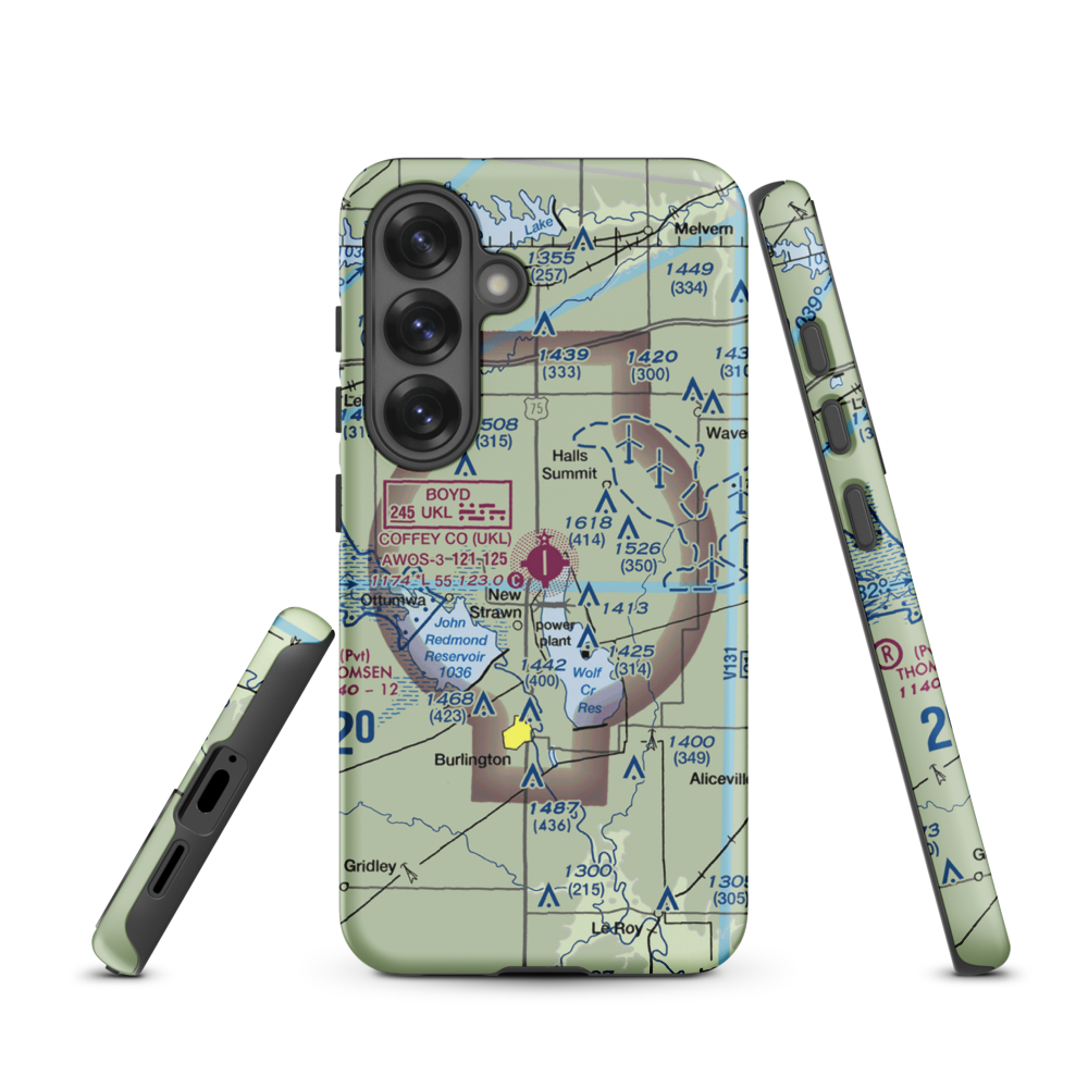Coffey County Airport (UKL) VFR Sectional Samsung Phone Case Samsung Galaxy S25 model shown