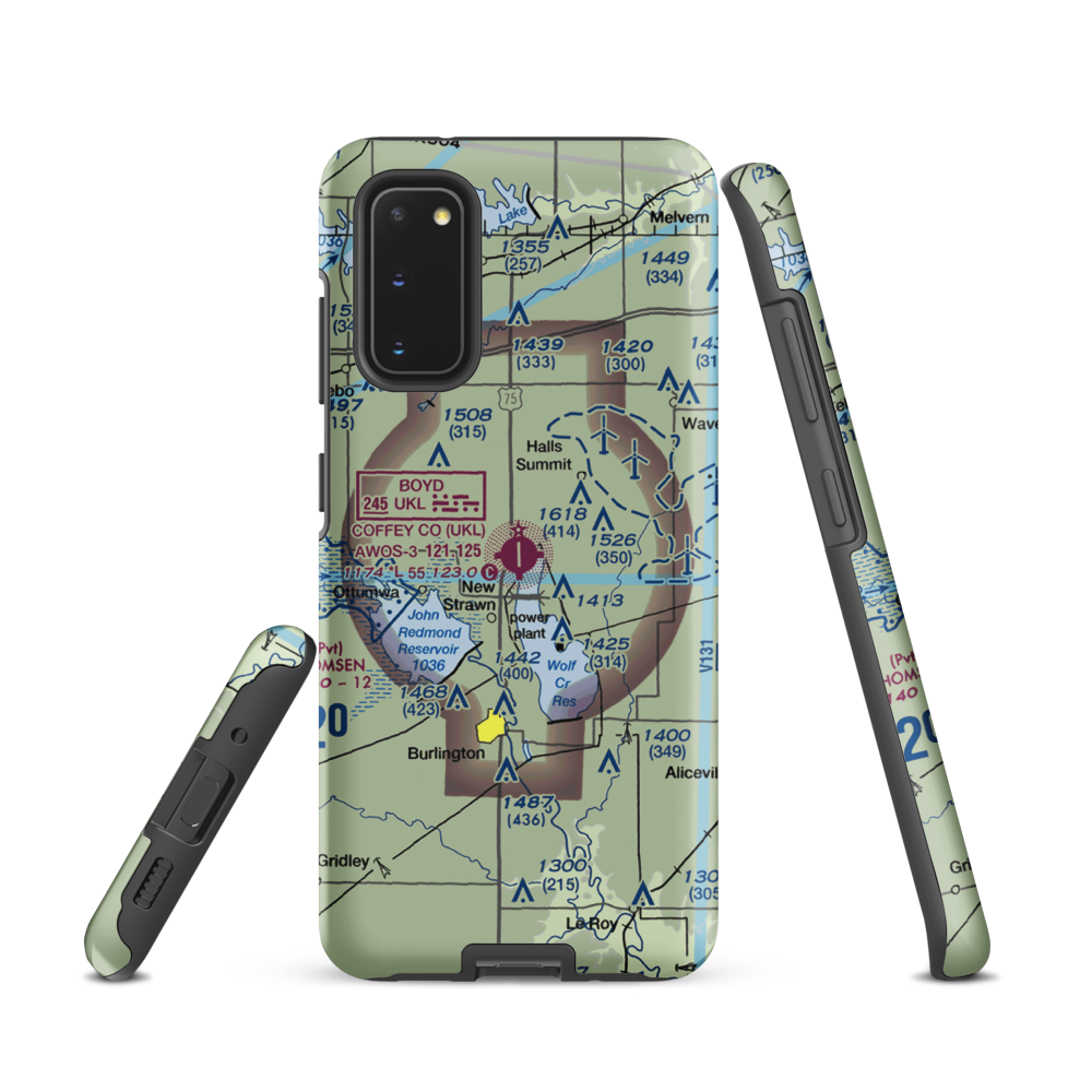 Coffey County Airport (UKL) VFR Sectional Samsung Phone Case Samsung Galaxy S20 model shown