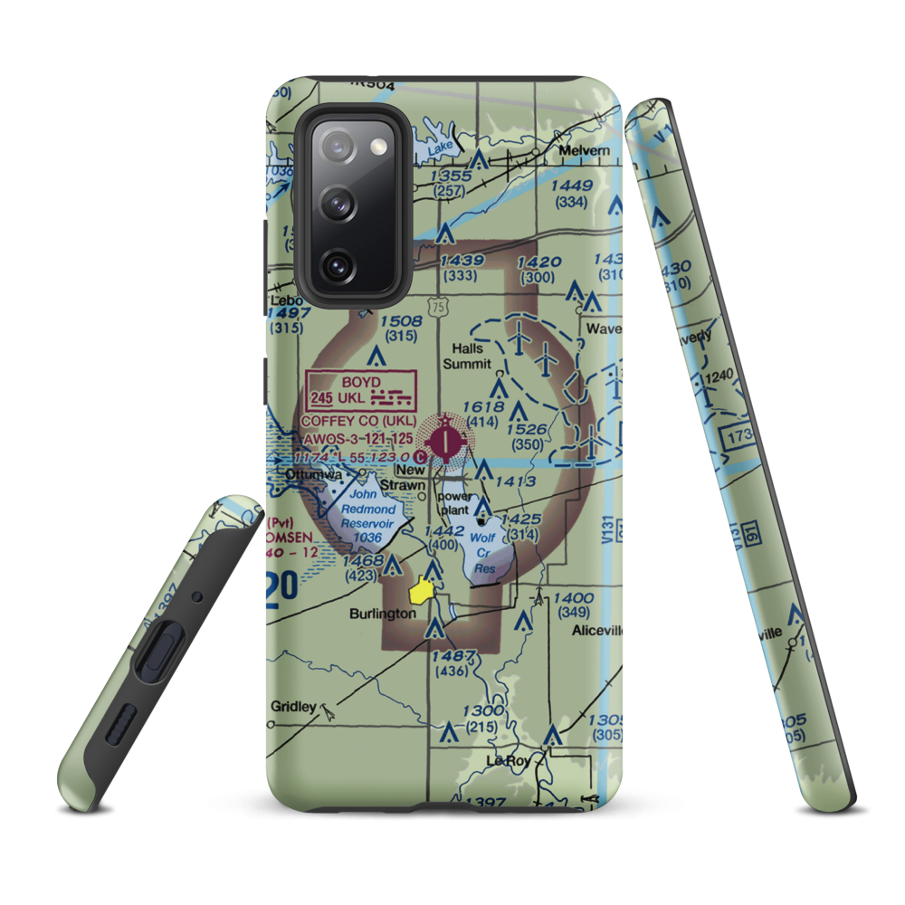 Coffey County Airport (UKL) VFR Sectional Samsung Phone Case Samsung Galaxy S20 FE model shown