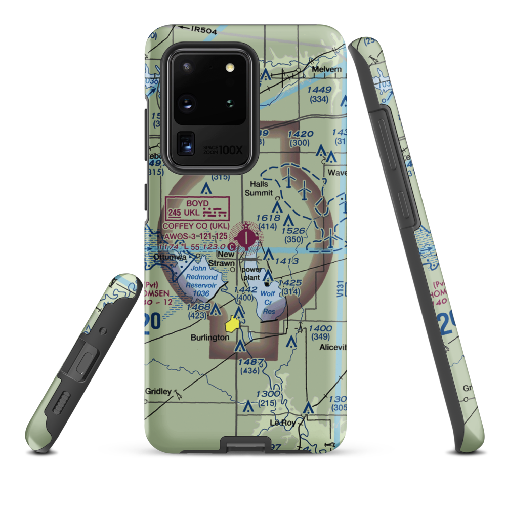 Coffey County Airport (UKL) VFR Sectional Samsung Phone Case Samsung Galaxy S20 Ultra model shown