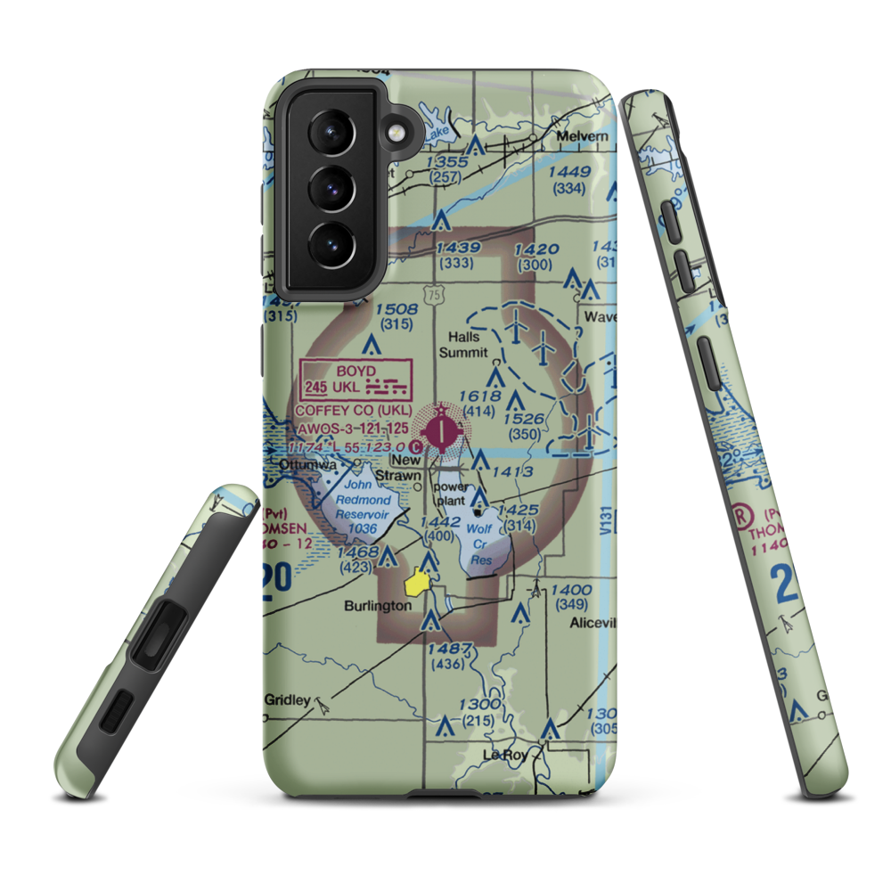 Coffey County Airport (UKL) VFR Sectional Samsung Phone Case Samsung Galaxy S21 Plus model shown