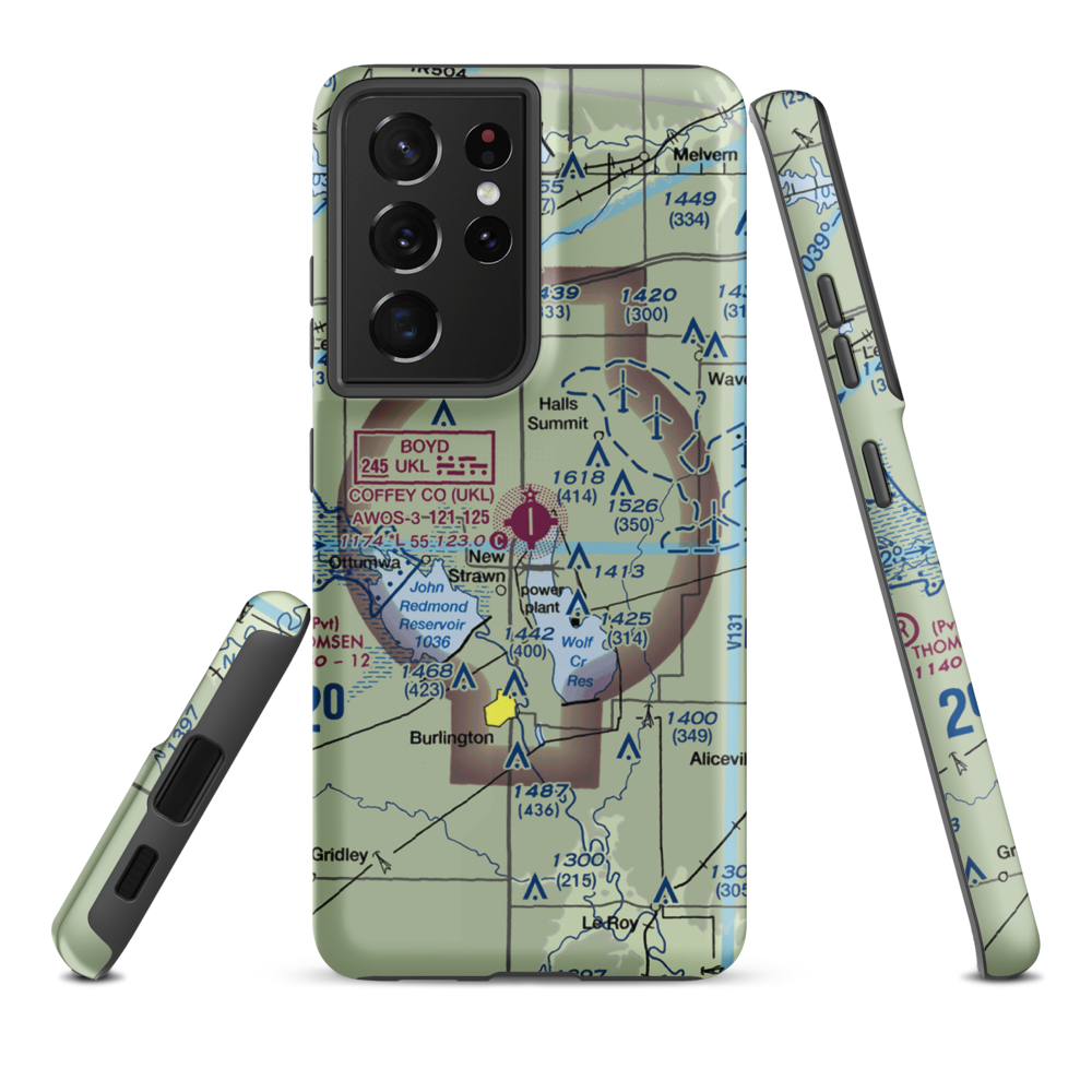 Coffey County Airport (UKL) VFR Sectional Samsung Phone Case Samsung Galaxy S21 Ultra model shown