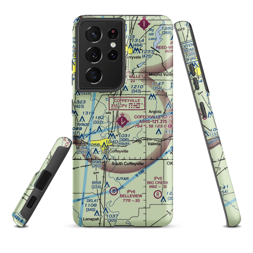 Coffeyville Municipal Airport (CFV) VFR Sectional Samsung Phone Case Samsung Galaxy S21 Ultra model shown
