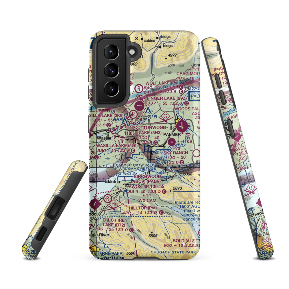 Colberg Airport (5AK6) VFR Sectional Samsung Phone Case Samsung Galaxy S21 FE model shown