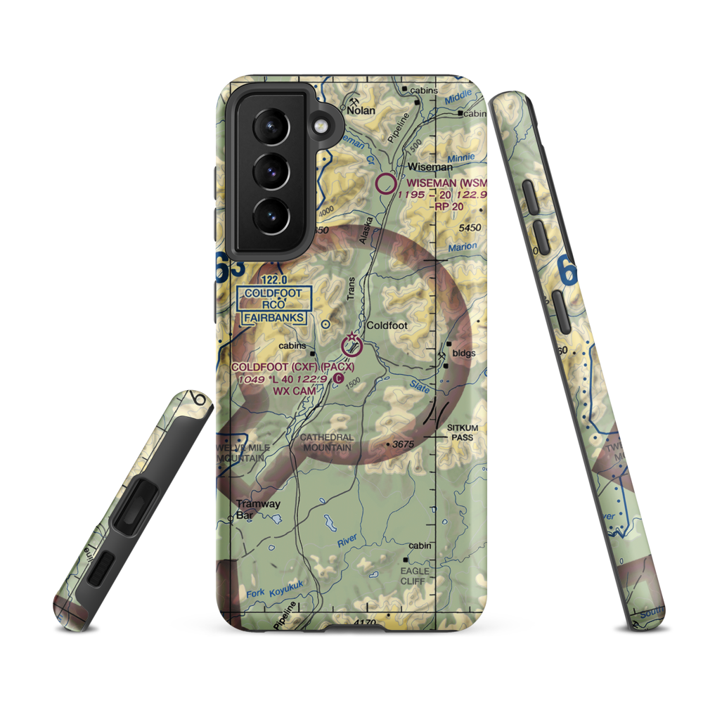 Coldfoot Airport (CXF) VFR Sectional Samsung Phone Case Samsung Galaxy S21 Ultra model shown
