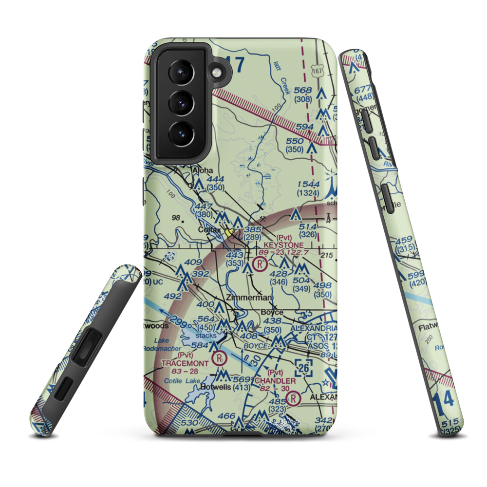 Colfax Airport (L40) VFR Sectional Samsung Phone Case Samsung Galaxy S21 Plus model shown